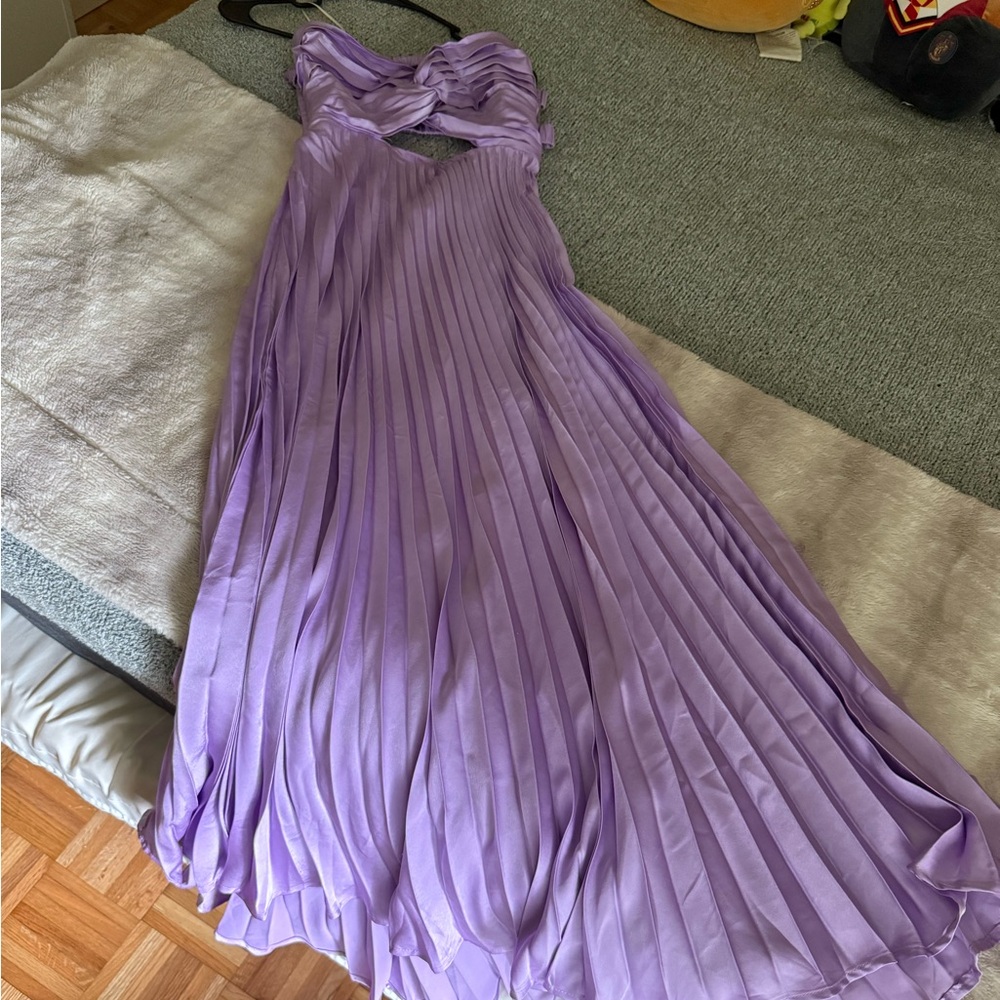 Hello Molly Purple Pleated Gown Sweetheart Neckline